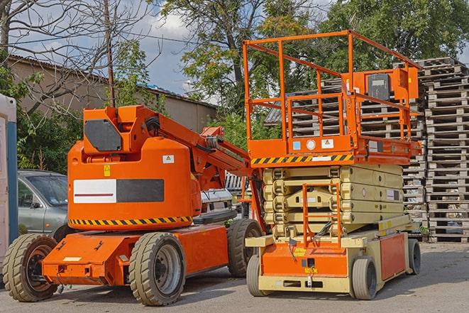 warehouse operations with forklift equipment in use in Basin City